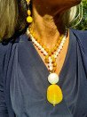 Baroque Pearl and Agate Necklace with Mother-of-Pearl Pendant