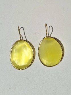 Pendientes dorados de ojo de gato de colores con gancho