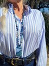 Long Striped Agate Necklace with Rectangular Pendant
