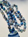 Long Striped Agate Necklace with Rectangular Pendant