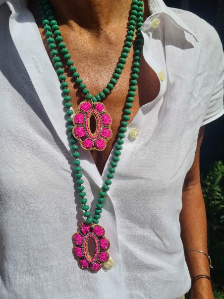 Czech Crystal and Agate Cord Necklace with Miyuki Details
