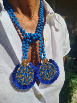 Czech Crystal and Agate Cord Necklace with Miyuki
