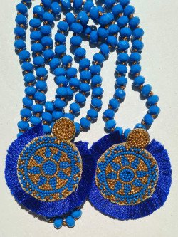 Czech Crystal and Agate Cord Necklace with Miyuki