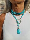 Howlite or Amethyst Cord Necklace with Statement Pendant