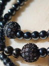 Elastic bracelets with hematite and micropavé cubic zirconia