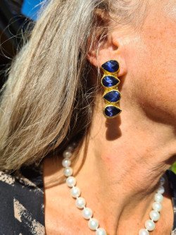 Long Gold Earrings with Four Faceted Teardrops | Mar Carlero