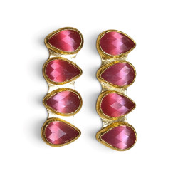 Long Gold Earrings with Four Faceted Teardrops | Mar Carlero