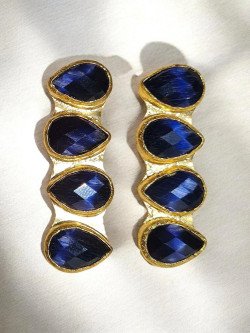 Long Gold Earrings with Four Faceted Teardrops | Mar Carlero