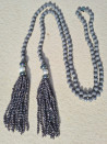Cord necklace with Czech crystals and pompoms