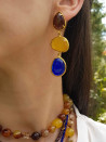 Three-piece cat's-eye long earrings