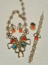 Gold cat's eye set: bracelet, earrings and ring