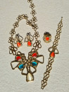 Gold cat's eye set: necklace, bracelet, earrings and ring