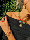 Gold cat's eye set: necklace, bracelet, earrings and ring