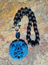 Black agate choker and turquoise jade medallion