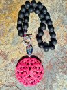 Black agate choker and turquoise jade medallion