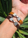 Leather and pearl bracelet
