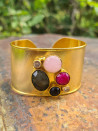 Matte gold bracelet with agates and cubic zirconia