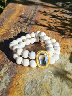 Elastic ceramic bracelet with crystal piece