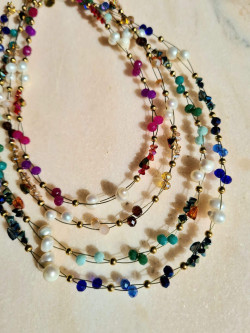 Short crystal necklaces in different colors