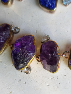 925 sterling silver bracelet with amethysts and quartz crystals