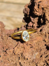 Anillos ajustables bañados en oro con cuarzo de colores