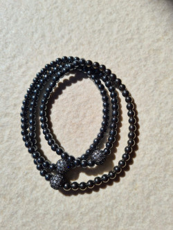 Elastic bracelets with hematite and micropavé cubic zirconia