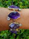 Pulseras de plata esterlina 925 con amatistas en bruto