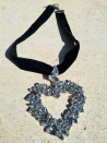Velvet choker with crystal heart