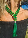 Long cat's eye necklace with a crystal tassel