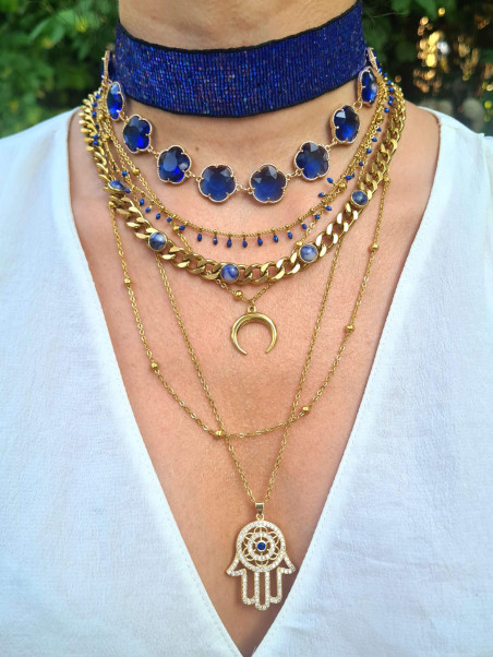 Mix & Match set of gold and blue necklaces