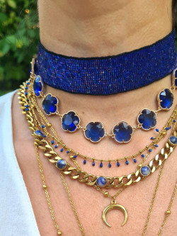 Mix & Match set of gold and blue necklaces