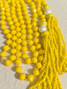 Cord necklace with Czech crystals and pompoms