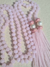 Cord necklace with Czech crystals and pompoms