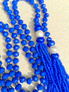 Cord necklace with Czech crystals and pompoms