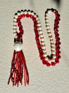 Long necklace with baroque pearls and Czech glass beads, tassel