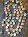 Collar largo de nácar pastel con piezas planas redondas