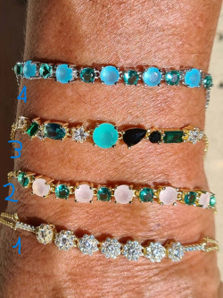 Silver and quartz bracelet with cubic zirconia in vibrant colors