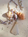 Long necklace of Czech crystal, agates and abalone