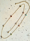 Steel chain with colorful cubic zirconia circles