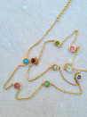 Steel chain with colorful cubic zirconia circles